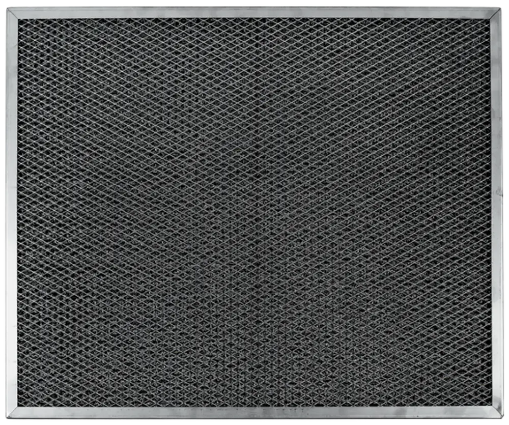 Fettfangfilter mit geschweißtem Rahmen und metallischem Gitterdesign. Ideal für die Verwendung in Abzugshauben, einschließlich Produkte von Wolf.